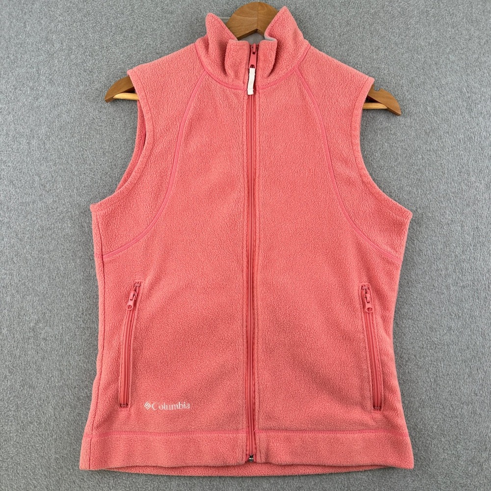 Columbia Vest Womens S Pink WL1017 Benton Springs Fleece Full Zip Outdoor Pocket